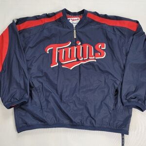 Minnesota Twins Pullover Jacket Mens Large Authentic Majetic Stitched 1/4 Zip